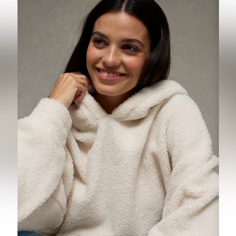[American Eagle] NWT Sherpa Fleece Hoodie - Picture 2 of 9
